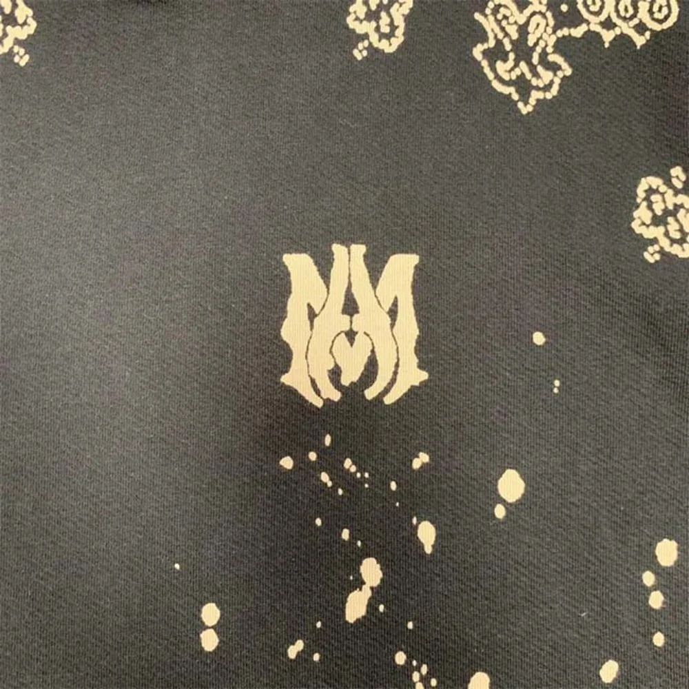Amiri Logo Embroidered Bandana Print Hoodie - Black - Picture 3 of 12